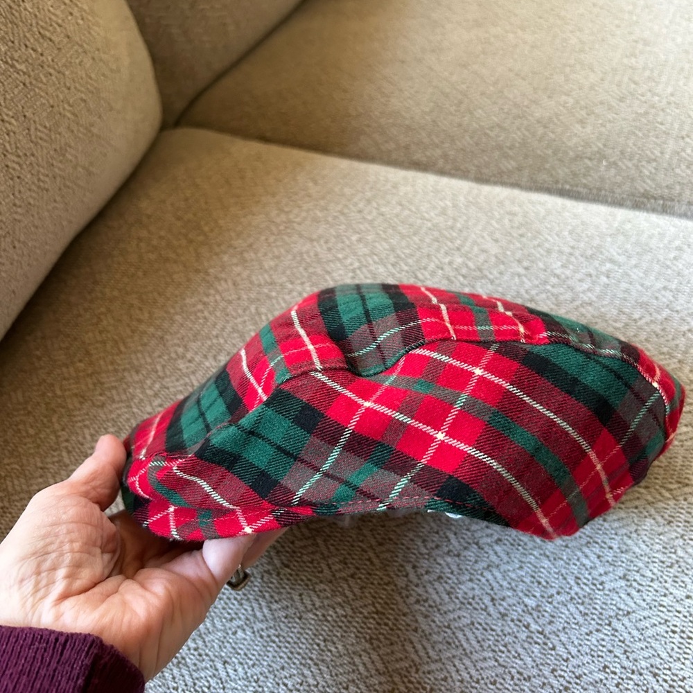 Gymboree Boys Christmas Hat 4T 5T Gymboree Red Green Plaid Newsboy